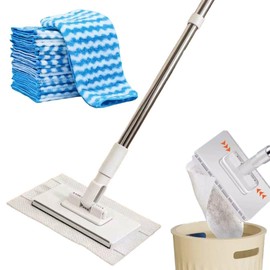 Grip Mini Mop, Hands Free Flat Mop with 1-Second Cloth Change, 360° Rotating Head for Walls, Floors, Windows, Corners. Cloth-Changing Mini Cleaning Tool with 10 Reusable Microfiber Cloth