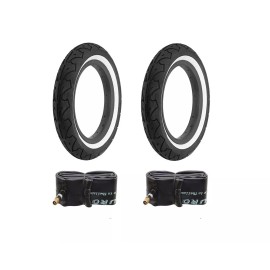 ALTA PAIR OF BICYCLE ALTA TIRES W/ TUBES IN 12" 1/2 X 2 1/4 SMOOTH TREAD BLACK/WHITE