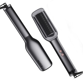 Straight Hair Comb Dual Use No Harm to Hair Smooth Heated Hair Styling Tool Comfort Thermal Brush Curling Iron-KD377
