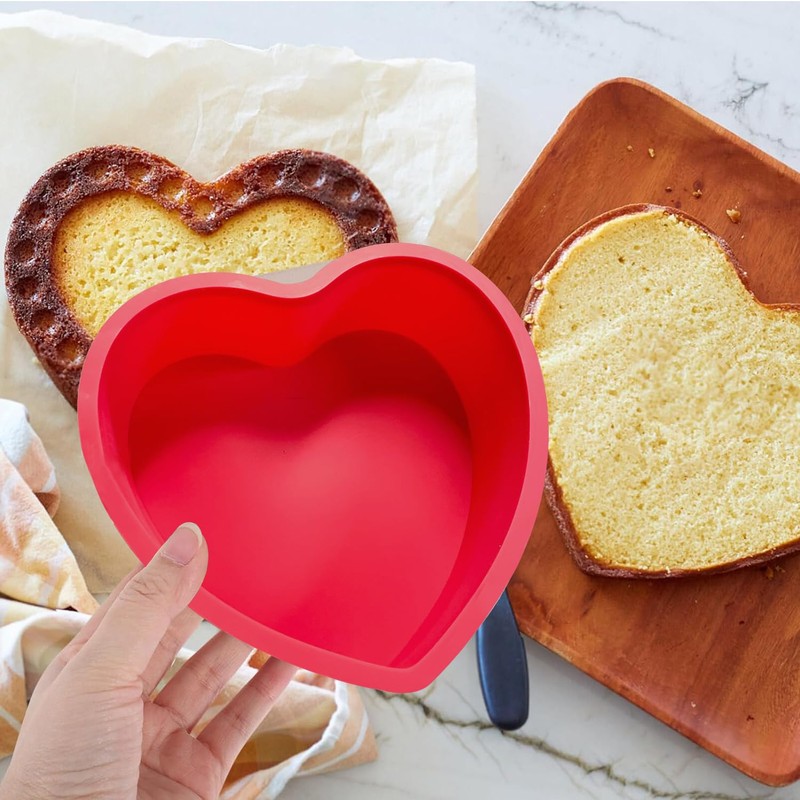 Heart Shaped Cake Pans, 3pcs 6 Inch Silicone Cake Pan