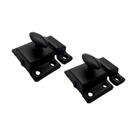 QCAA Oval Turn Cabinet Latch, for Cupboard & Other Furniture, Small, Matte Black, Made in Taiwan, 2 Pack