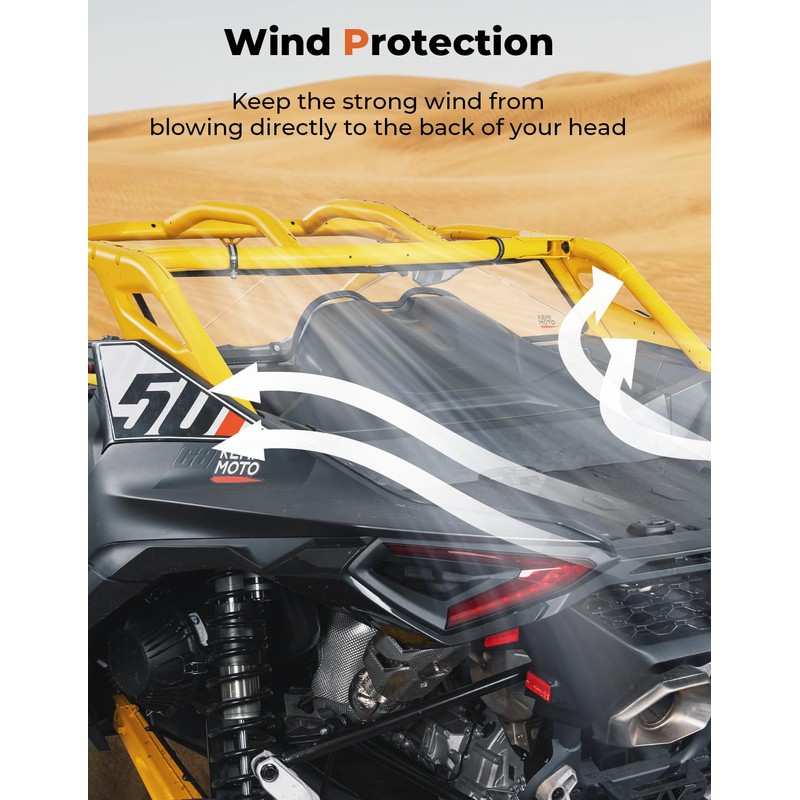 KEMIMOTO Rear Windshield Compatible with Can Am Maverick R 2024+
