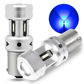 PHINLION 1156 Blue LED Light Bulbs, Super Bright 12V 24V P21W 7506 BA15S LED Replacement for Reverse DRL Daytime Running Lights or RV Camper, Non-Polarity, Pack of 2