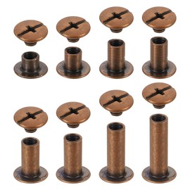 sourcing map 110 Sets Chicago Screw Rivets Metal Phillips Head Binding Screws Post Nail Rivet Stud Screw for DIY Leather Belt Bag Craft Bookbinding, 8 Sizes, Copper
