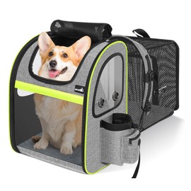 Pecute Pet Carrier Backpack, Large Cat Carrier Backpack Hold Up to 22 Lbs, Expandable cat Backpack with Breathable Mesh for Medium Dogs Cats, or 2 Small Pets, Dog Backpack Carrier for Travel Hiking