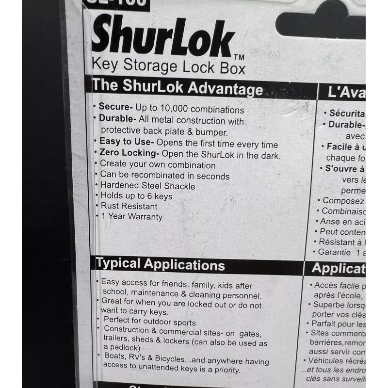 ShurLok SL-100W 4-Dial Numbered Key Storage Combination Lock Box, Blue