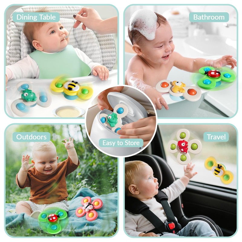 CalfQueen 6 PCS Suction Cup Spinner Toys for Kids Ages