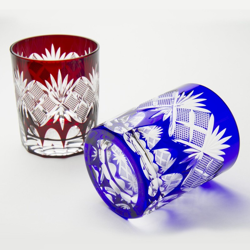 Tajima Glass Edo Kiriko Old Glass Pair