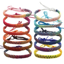 JAWUZ Pack of 12 Friendship Bracelets, Boho Bracelets, Bohemian Woven Friendship Bracelets, Adjustable Friendship Bracelets for Women, Men, Children, Boys