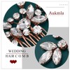 Aukmla Rhinestone Bride Wedding Hair Comb Gold Bridal Hair Piece