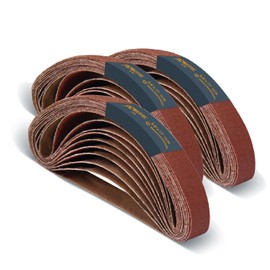 POWERTEC 40134-2 3/8 x 13 Inch Sanding Belts, 30 PK Aluminum Oxide Belt Sander Sanding Belt Assortment 80, 180, 240 Grits, Abrasive File Belts for Air Belt Sander, Wood & Paint sanding,Metal Polishing