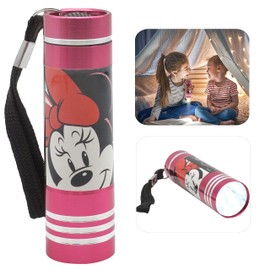 HOVUK Minnie Mouse Mini Torch for Girls| Pink Aluminium Small Torch with 9 LEDs| Kids Pocket Flashlight for Camping Christmas Party Gifts 3+Y