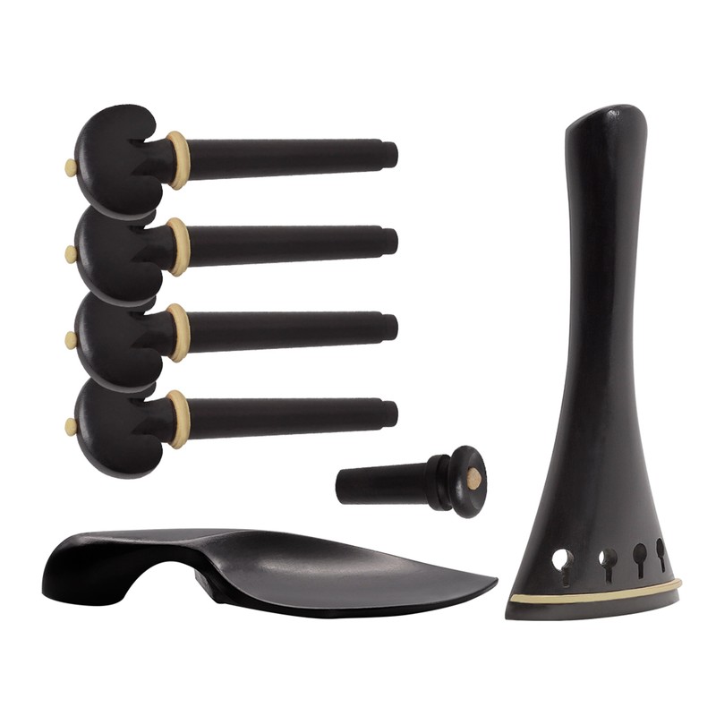 4/4 Violin Accessory Parts Set Ebony with Tailpiece Chin Rest