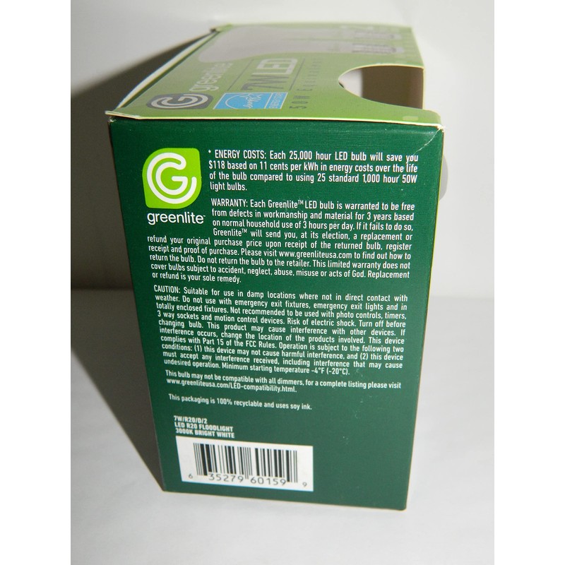 Greenlite 7W LED Bulb R20 Floodlight Dimmable 2-Pack