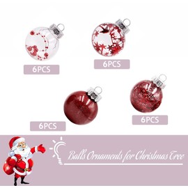 24 Pieces Christmas Balls Ornaments,Christmas Clear Baubles,Christmas Decorations,for Home Party Decor Holiday Wedding Tree Decorations Xmas Gifts
