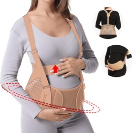Cinturón de Maternidad con Correas de Soporte,Faja Embarazo Soporte Ajustable,Transpirable y Suave, Faja Maternidad Protección de Cintura, Alivia Cintura y las Molestias Abdominales (Color piel, Medium)