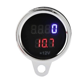 Tachometer Display, 2 in 1 Motorcycle LED Digital Voltmeter Tachometer Display Metal Odometer Speedometer DC 12V Universal
