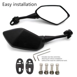 Motorcycle Rear Mirrors Compatible with CBR250R CBR300R CBR500R CBR600 F4 F4I CBR900RR CBR919RR CBR929RR CBR954RR VTR1000 GT125R GT250R GT650R GT650S Black