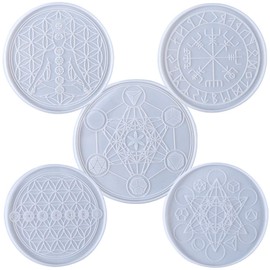 Yalulu 5Pcs Tarot Divination Mat Resin Mold, Constellation Mat Epoxy Silicone Mold Rolling Tray Molds for DIY Jewelry Craft Divination Decorations