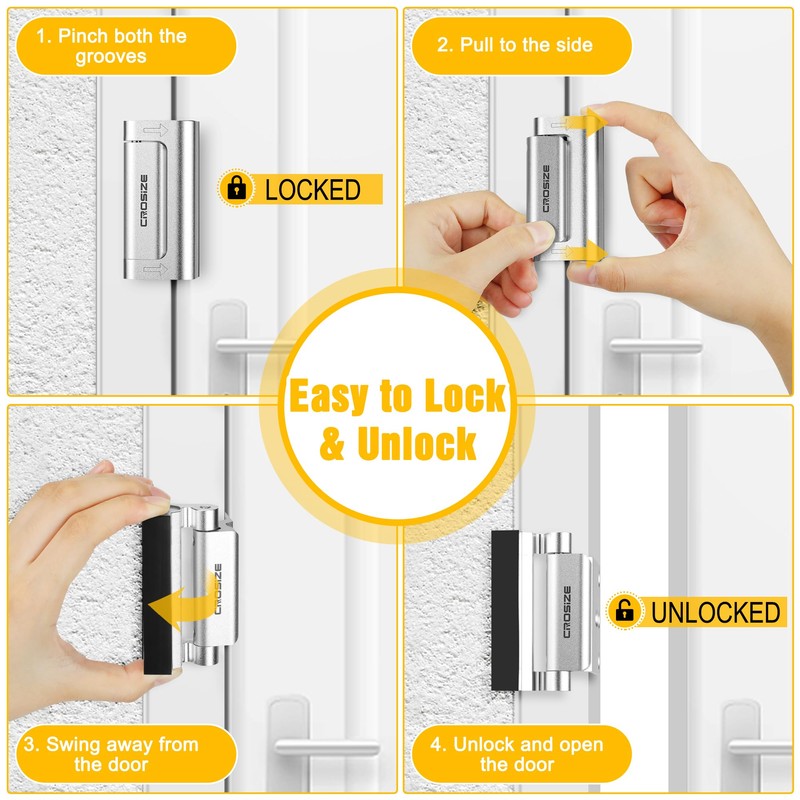 Crosize Home Security Door Locks 2 Pack, Metal Reinforcement Lock