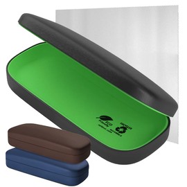 OPTIPAK Hard Shell Glasses Case – Brushed Large Eyeglasses Case with Microfiber Cleaning Cloth – Durable Hard Glasses Case for Men & Women (Pack of 3)