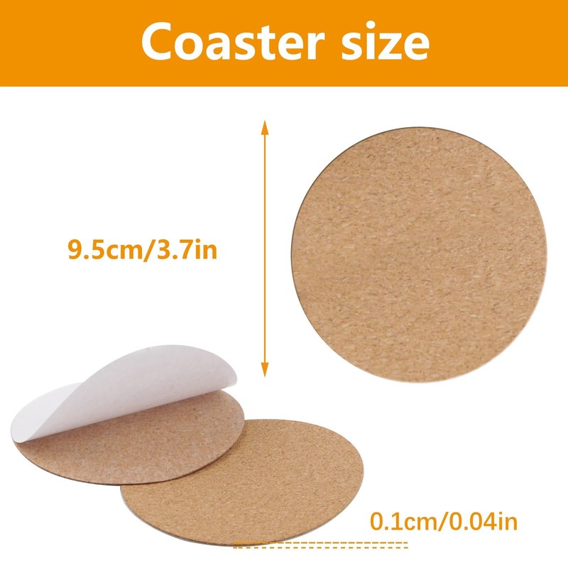 100 PCS self Adhesive Cork for Coasters Bulk,4 inches Coaster