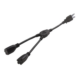 POWERCORDS Heavy-Duty Extension Cord Splitter - Extension Cord Splitter 1 to 2 - Y-Splitter Dual Extension Cord - Power Splitter 1625W 13.5A 16 AWG - Plug Splitter UL Listed, Black, 22 in