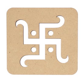 DIY MDF Readymade Set of 4 Swastic diya Flower Easy to Use Rangoli Template Easy to Fill Wooden Rangoli Boards for Indian Traditional decor Festival Decoration (Size:- 3.5 Inches Each.)(Brown)