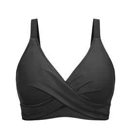 Women Bikini Top Only - Push Up Swimsuit Top Large Bust Bathing Suit Top 2025 Twist Front Swim Top Black M