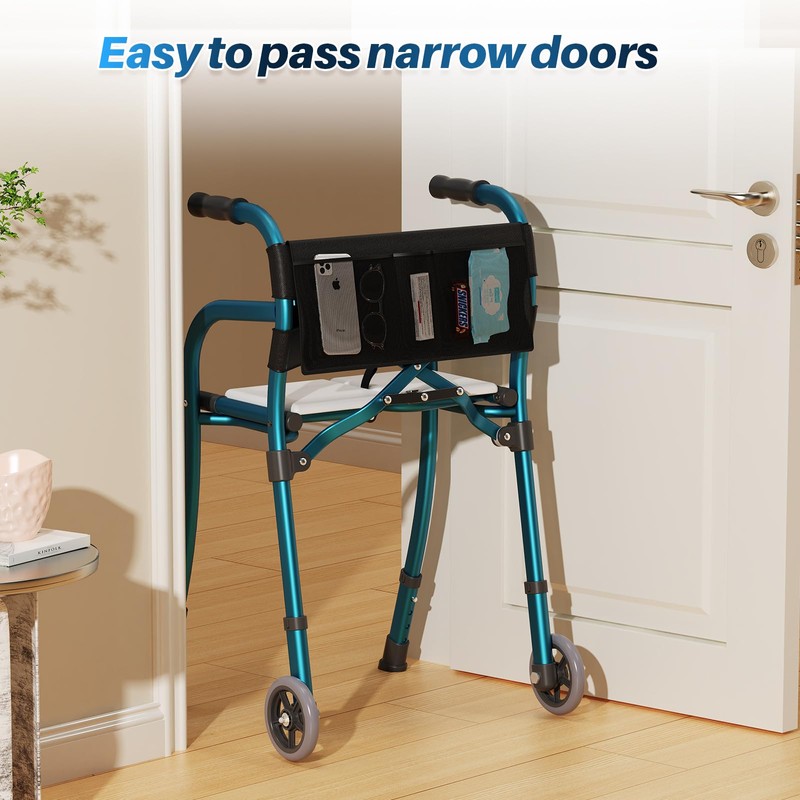 Walkers for Seniors with Seat, Lightweight Folding Space Saver Mobility