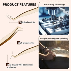 SUMFORMI Eyelash Classic Extension Tweezers Stainless Steel Lash Tweezers for Eyelash Extensions Eyelash Tweezers High Precision Fiber Tip Tweezers for Professional Salon Use Anti-static 90 degrees