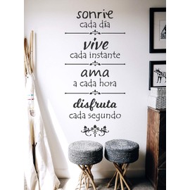 Diseño Mexico - Pegatina de Pared SONRIE VIVE AMA Vinilos Decorativos Adhesivos Pared Habitación Sala Oficina Calcomanías de Pared Decoración de Pared