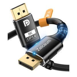 Zelcaum Displayport Cable 1.4, Display Port 1.4 Cable [8K 60Hz, 4K 144Hz, 2K 240Hz 165Hz 144Hz], Braided DP Cord 32.4Gbps DSC 1.2 HBR3 HDR HDCP FreeSync G-Sync, Gaming Monitor PC Laptop Graphics 15FT