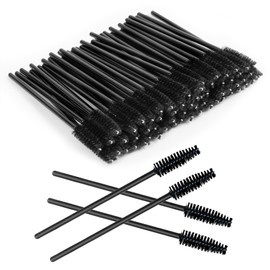 LOPHE 200PCS Disposable Eyelash Brushes, Mascara Eyelash Wands Brush Spoolies Spoolies Eyebrow Black Mascara Wands Eye Brow Spoolie Castor Eyelashes Extension Brush Applicator for Makeup