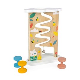 Janod Pure 4 pc Wooden Pastel Bee & Bear Ball Track - Ages 12+ Months - J05153