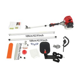43CC 2 Stroke Gas Powered Pole Saw Split Shaft Chainsaw Pruner Trimmer Device Cordless Extension Pole Saw Tree Trimmer Long Reach Saw W/Back Strap