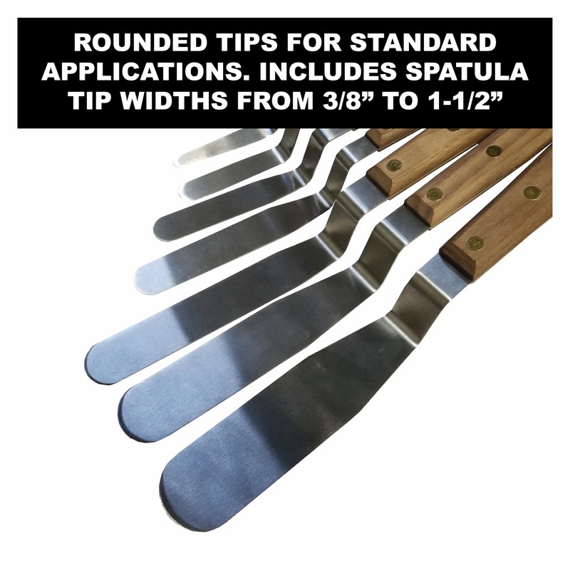 Albion Engineering 1258-G01 7-Piece Classic Offset Caulk Tooling Spatula Set,