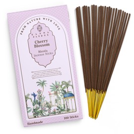 Incense Sticks, Cherry Blossom Incense, Pack of 100 Stick, Hand Rolled Aromatic Masala Made with Natural Ingredients, 45-60 Minute Burn Time, Best for Home Fragrance, Meditation, Yoga, Relaxation