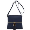 DELUXITY Lightweight Medium Crossbody Bag with Tassel (Navy)