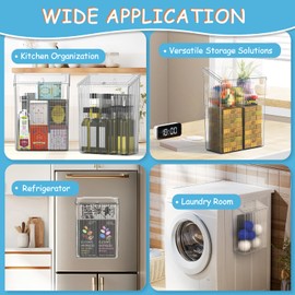 Sealegend Magnetic Lint Bin with Lid, Storage Bins Perfect for Kitchen, Fridge, Cabinet, Bathroom, Laundry Room Organization, Clear