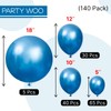 PartyWoo Metallic Blue Balloons 140pcs Different Sizes of 18 12