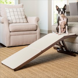 PetSafe CozyUp Wooden Couch Ramp for Cats & Dogs, Furniture-Grade with High-Traction Carpet Surface, Espresso
