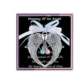 Miscarriage Gifts for Mothers Mommy of an Angel Wings Ornaments Loss of Baby Sympathy Gifts Miscarriage Memorial Gifts (Silver mom of Angel)