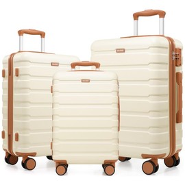 Miusse Luggage 3 Piece Set Suitcase  (20in/24in/28in) luggage sets Spinner Hardshell Lightweight TSA Lock Traveling Bag Durable - Color: Blue