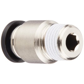 Nippon Pisco POC6-01 One-Touch Fitting (Tube Fitting), Straight with Hex Hole, Applicable Tube Size: 0.2 inches (6 mm), Screw Size: R1/8