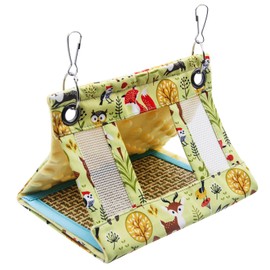 Summer Fall Cool Vent Bird Nest House Shed Hut Hanging Hammock Finch Cage Birds Hut Hideaway for Hamster Parrot Macaw Budgies Eclectus Parakeet Cockatiels Cockatoo Lovebird Bird Nest (Light Green, M)