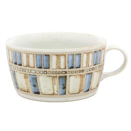 Kowa Pottery Hasami Ware Soup Cup Tile Art Blue