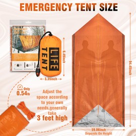 Kilihot Emergency Tent Shelter,Emergency Survival Tent Waterproof and Windproof, Life Pocket Tent for Camping,Hiking and Outdoor Activities on 2 Person