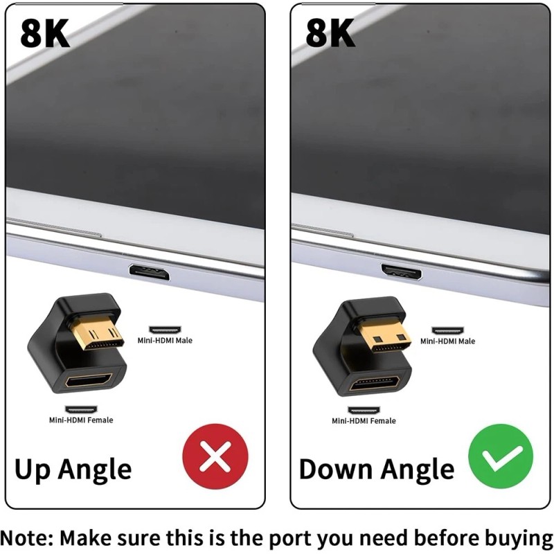 Universal 8K Mini HDMI U Shape Down Angle Adapter UHD2.1