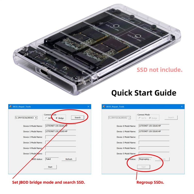 cablecc Dual NGFF B+M-Key M.2 SSD Card JBOD Raid0 Span